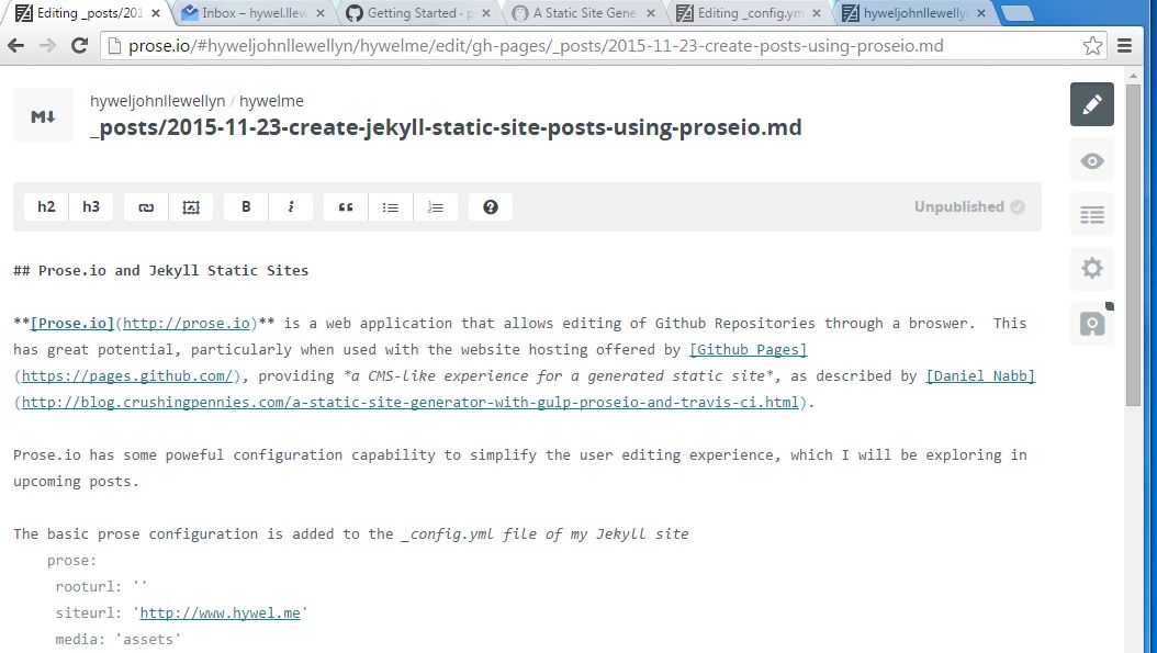 write your post using prose io